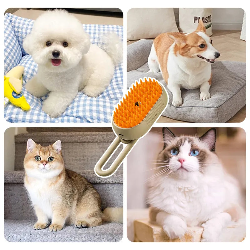 3-in-1 Steam Pet Grooming Brush